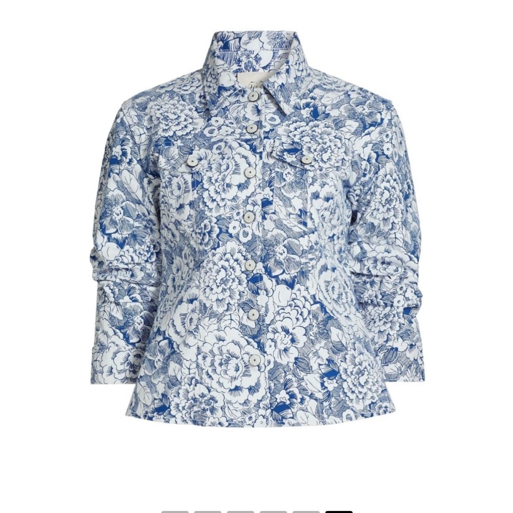 Cinq à Sept Blue and White Floral Jacket